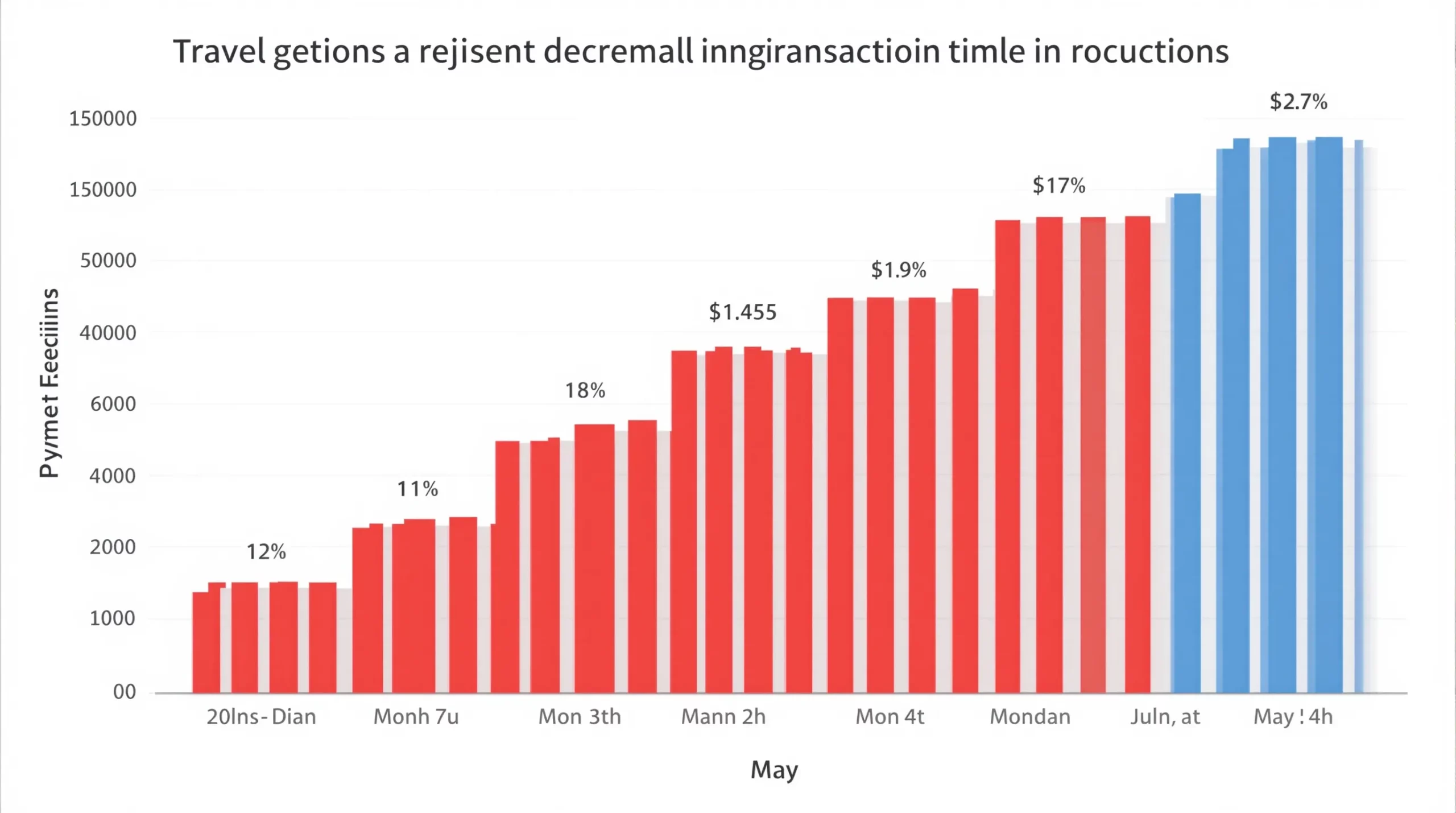 Graphique en barres montrant l’augmentation progressive des plafonds de paiement et la diminution corrélée des refus de transactions sur une période de 12 mois dans une agence de voyages.